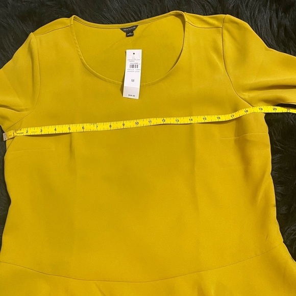 Ann Taylor Ladies Blouse Mustard 3/4” Length Pull Over Peplum Ruffle Size‎ M NWT - Picture 12 of 14